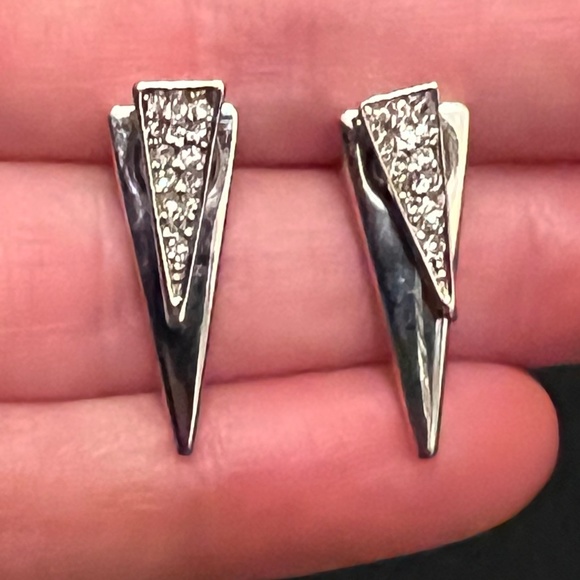 silver rhinestone accent earrings - Picture 1 of 2